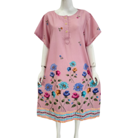 Ropa de dormir de tela no tejida suave y transpirable para mujer, con estampado floral, cuello redondo, manga tres cuartos, holgada, informal, de rayón, para verano