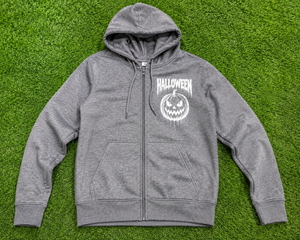 Premium Halloween Full <b>Zip</b> <b>Hooded</b> Jacket Custom Logo Available Soft Fleece Hoodie with Horror Skull Pumpkin Graphic Print Logo - Product Image 6