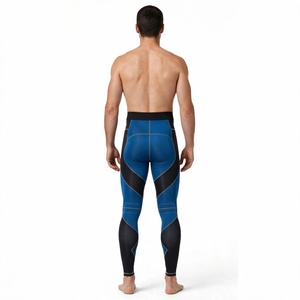 Leggings de compression intégrale pour hommes, color block, avec cordon de serrage, taille élastique, en Spandex et Nylon, pour le sport - Product Image 2