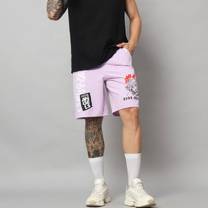 Pantalones Cortos de Algodón Rosa Claro para Hombre, Diseño Único con Estampado de Personajes, Cintura con Cordón Ajustable, Estilo Urbano, Tejido Transpirable - Product Image 5