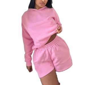 ชุดกีฬาแฟชั่นแขนยาว2ชิ้นสำหรับผู้หญิงเซตเสื้อสเวตเตอร์กำมะหยี่มีฮู้ดกางเกงขาสั้นมี2026สำหรับฤดูใบไม้ผลิและฤดูใบไม้ร่วง - Product Image 2