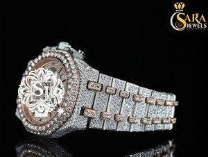 Hot Sale <b>Mens</b> Luxury Iced Out Rose Gold VVS Moissanite Diamond Automatic Watch Fully Diamond <b>Studded</b> Available <b>for</b> Best Price - Product Image 6