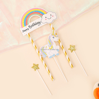 Einhorn Tortendekoration Happy Birthday Abschlussfeier Regenbogen Banner Papier Anpassbare Farbe & Form DIY Party Dekorations-Set