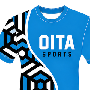 Sky Blue <b>Black</b> <b>White</b> Geometric Rugby Jersey Short Sleeve Crew Neck Customized Breathable Training Athletic Team Sportswear - Product Image 3