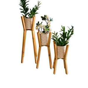 Support à plantes compact en bois, étagère multi-niveaux pour pots de fleurs intérieur/extérieur, présentoir à plantes en bois naturel pour la maison et le jardin - Product Image 4