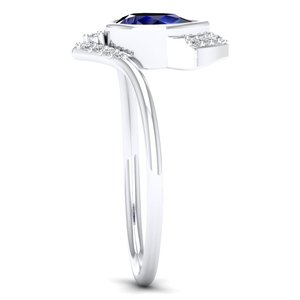 Anillo de Plata de Ley 925 con Zafiro Azul Corte Pera de 0.75 Quilates, Certificado GRA, Precio al por Mayor REYES, Joyería para Regalo de Boda - Product Image 3