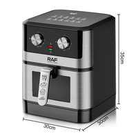 Friteuse à air RAF R.5341 1500W 6L, commande manuelle, minuterie mécanique 360 °   Appareil de cuisine domestique à circulation d'air, 80 % moins d'huile, facile à nettoyer