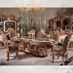ชุดโต๊ะรับประทานอาหารหรูหรา Sovereign The Mocoto สีน้ำเงินทอง พร้อมโต๊ะรูปวงรีแกะสลัก เก้าอี้หุ้มเบาะ และคอลเลกชันเฟอร์นิเจอร์คลาสสิก - Product Image 6