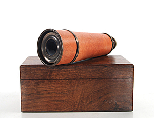 Handheld Telescope in Wood <b>Box</b> Brown Leather Finish Nautical Vintage Maritime Decor Collectible <b>Gift</b> 40.64Lx5.7Wx5.7H cm - Product Image 5