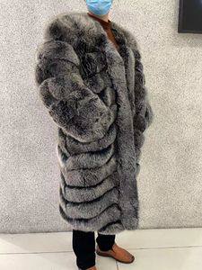 2022 Custom Winter Warm Fluffy <b>Long</b> Fur <b>Jacket</b> <b>Men's</b> Furry Real Silver Fox Fur Coats for <b>Men</b> - Product Image 1