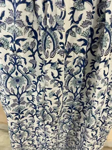 Bloque de mano impreso 100% algodón vestido indio túnicas largas con calcomanías bordadas estilo casual vestido de algodón indio - Product Image 6