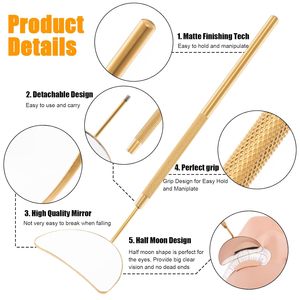 Hot Selling Japanese Steel HD Eyelash <b>Mirrors</b> Half <b>Moon</b> Golden Lash <b>Mirrors</b> for Lash Placement - Product Image 5