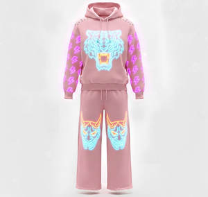 Sweat à capuche pour homme avec impression numérique néon, motifs de circuits électroniques sur les manches, style cyberpunk high-tech - Product Image 6