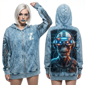 Sweat à capuche personnalisé en molleton pour femme, motif crâne galaxie en terre cuite, rouge rouille, coupe oversize, avec imprimé lune et univers - Product Image 4