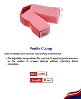 Pince pénienne en mousse rouge, instrument chirurgical manuel, classe I, usage médical, HAGNOSMED ENTERPRISES, 11 cm, certifié ISO 9001:2015