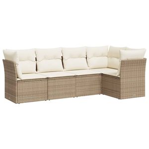 Conjunto de Sofá Grande para Jardín en Poliratán Beige con Acero con Recubrimiento en Polvo, Muebles de Exterior Premium - Product Image 2