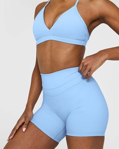 Nouveauté Short taille haute unisexe bleu poudré pour femme avec ceinture compressive, anti-transpiration, écologique et coupe-vent - Product Image 5