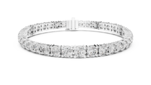 Pulsera de tenis de lujo con diamantes cultivados en laboratorio, corte clásico, chapada en rodio, con cierre oculto, en oro blanco macizo de 18 quilates, ideal para regalo y fiestas. - Product Image 4