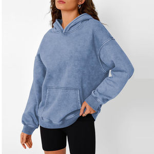 Vente directe d'usine : sweat à capuche femme effet délavé avec logo personnalisé, design OEM, sweats à capuche de qualité supérieure pour filles. - Product Image 4