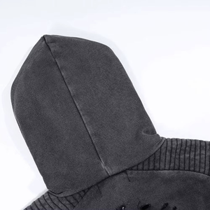 Sudadera con capucha para hombre, personalizada, de algodón grueso, estilo urbano, vintage, con lavado ácido, con cremallera, de corte holgado - Product Image 6