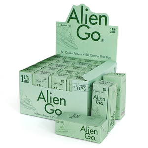 กระดาษมวนบุหรี่ Alien Go สีเขียว พร้อมก้านกรองฝ้าย บรรจุ 20 เล่มต่อกล่อง อุปกรณ์สำหรับสูบบุหรี่ บรรจุภัณฑ์แบบกำหนดเอง รับผลิตแบบ OEM - Product Image 1