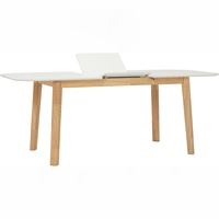 Mesa de Centro Cuadrada Resistente con Patas de Madera de Caucho Sólido y Tablero de MDF Lacado en Blanco, Diseño KD, Disponible en Stock, para Restaurante