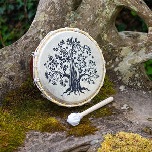 Tambour chamanique artisanal en peau de chèvre naturelle, cadre en bois, pour la guérison sonore, la méditation et les cérémonies spirituelles - Product Image 2