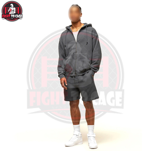 Ensemble de shorts et sweat à capuche zippé décontracté en tissu gris de qualité supérieure, nouvelle arrivée, lavable en machine - Product Image 3