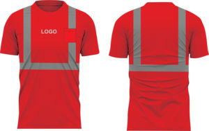 High Visibility Yellow Safety Shirt Men's Short Sleeve Crew Neck Reflective Straps Breathable <b>Polyester</b> Work Top Regular Fit - Product Image 5