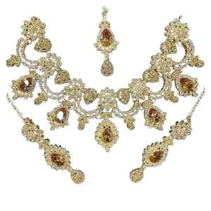 Nouvelle collection 2026 : Parure de bijoux plaqué or 18 carats pour femme – Ensemble complet pour soirée, mariage indien et pakistanais, bijoux de mariée pour femme - Product Image 1