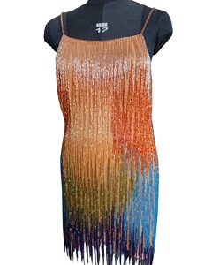 Sexy Siêu Phong Cách Sequined Đa Màu Thiết Kế Rất Sassy Của Phụ Nữ Rìa 100% Handmade Không Tay Sàn Chiều Dài Bóng Đảng - Product Image 2