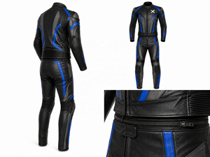 Combinaison de moto en cuir deux pièces avec fermeture éclair |   Noir Orange |   Logo X |   Fabricant OEM ODM |   Design haut de gamme |   Vêtements de course - Product Image 6