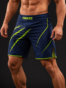 Fawkes Boxing <b>Shorts</b> Men's Blue Black <b>Silver</b> Lightning Print Moisture-Wicking Breathable Regular Fit Adult Customized Fabric - Product Image 2
