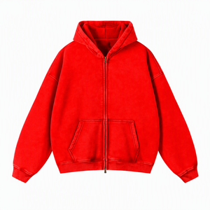 Sweat-shirt rose oversize à capuche zippé unisexe, veste polaire décontractée, couleur unie, avec poches, pour l'automne - Product Image 3
