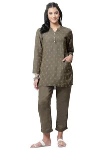 Printed <b>Linen</b> Co-Ord Set For Women - Product Image 1