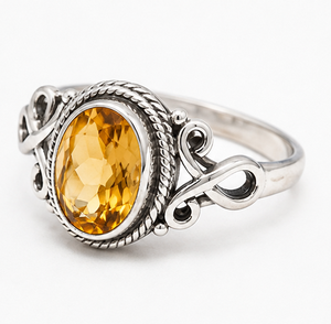 Anillo de Plata con Citrino, Anillo con Gema de Citrino Ovalada, Anillo de Plata de Ley, Joyería con Piedra de Nacimiento de Noviembre, Anillo de Citrino Hecho a Mano - Product Image 2
