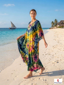 Vestido Kaftán Estampado para Mujer, Holgado, Ropa de Playa, Verano, Vacaciones, Tela Suave, Venta al Por Mayor - Product Image 3