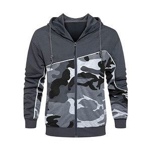 Men's Camouflage Tracksuit Full <b>Zip</b> <b>Hooded</b> Sweatshirt With Side Pockets Regular Fit Autumn Casual Wear Polyester Material - Product Image 4
