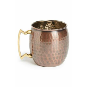 Mug à bière et cocktail en acier inoxydable martelé plaqué cuivre avec poignée en laiton – Vaisselle de bar écologique – Cadeau – Mugs en cuivre - Product Image 3