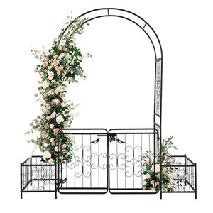 Arco in Ferro Battuto Nero 198,5*50*219cm con Parte Superiore ad Arco per Cortile e Recinzione per Piante, Traliccio e Cancelli - Product Image 3