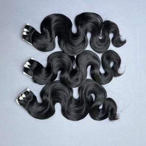 Textura caliente cutícula alineada cabello crudo de alta calidad cuerpo negro onda Genius máquina de trama Paquete de doble dibujado de Qhair - Product Image 3