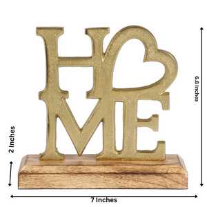 Home <b>Decor</b> Sculpture Gold Plated Wooden Stand Modern Farmhouse Tabletop Art Living Room Gift Handmade Love Theme - Product Image 4