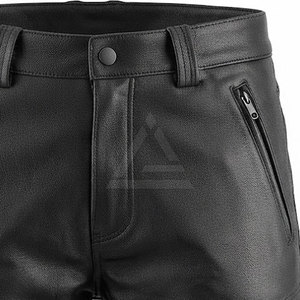 Pantalon en cuir pour motard avec poches zippées et protections pour les genoux, pour la conduite de moto, vêtements décontractés pour l'extérieur - Product Image 6