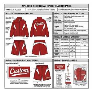 Custom Red <b>White</b> Sporty <b>2</b>-<b>Piece</b> Polyester Color Blocking Tracksuit Set Full Sleeve Stand Collar Breathable Pockets Unisex All - Product Image 4