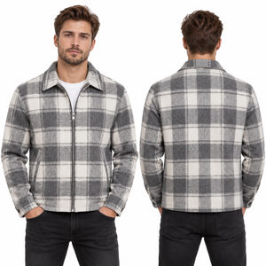 Veste en flanelle à carreaux pour homme de Rajputana Corporation, fermeture éclair, col rabattu, veste en flanelle zippée pour l'hiver, vêtement d'hiver décontracté - Product Image 2
