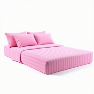 Luxurious 220TC Hotel Bedding <b>Single</b> Pack 2 Cotton Stripe Flat Bed <b>Sheets</b> Twin Size <b>Fitted</b> 200TC <b>Single</b> Bed for Home Hotel - Product Image 2