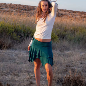 Minifalda Bohemia con Dobladillo Puntiagudo, Minifalda de Rayón para Festivales, Minifalda Estilo Boho, Hada, Gitana, para Uso Diario - Product Image 1