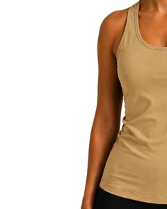 Customized <b>Khaki</b> Beige Women Racerback Gym Tank <b>Top</b> Breathable Sleeveless Fitness Yoga Workout Athletic Activewear Vest Shirt - Product Image 3
