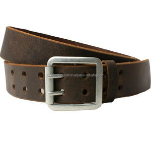 CEINTURE DÉCONTRACTÉE EN CUIR FAIT À LA MAIN AVEC BOUCLE À DOUBLE ÉPINGLE EN TEXTURE BRUNE COULEUR TOUTES TAILLES - Product Image 6