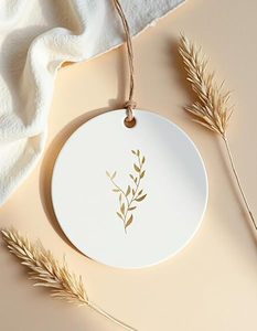 Custom Round Paper Garment <b>Tags</b> with Gold Foil Leaf Print Matte Finish for <b>Clothing</b> Labeling - Product Image 1